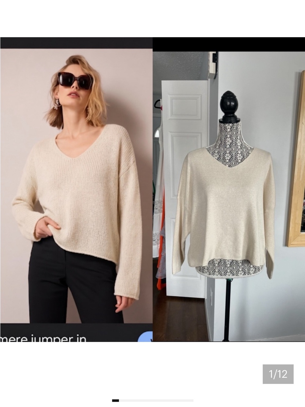 Designer Naïs Paris 💯 Cotton Oversized Knit Sweater. Made in Italy. Small/Medium